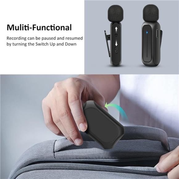 2 Pcs Wireless Lavalier Microphone with Charging Case, 3 Mode Denoise, 70ft - Picture 8 of 8